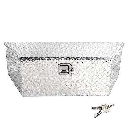 BLACKHORSE-RACING 39" Aluminum Diamond Plate Trailer Tongue Box, Silver - color: Silver, size: 39"(L) x 16.5"(W) x 12"(H)-Diamond Plate