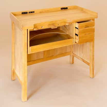 Noble Fine Wood Smart Jewelers Bench - Wooden Workbench with Drawers, Solid Wood Top, Power Outlets and USB Ports for Jewelry Making - size: Workbench with Power Outlets