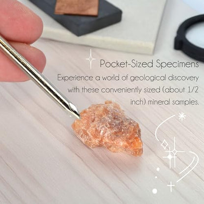 Eisco - Mineral Test Kit with 9 Raw Mineral Samples and Testing Tools - Includes Streak Plate, Magnet, Hand Lens, and More - Classroom and Field Geology Identification Kit