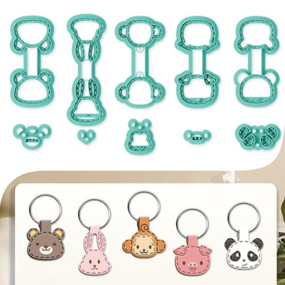 beinkmake 10Pcs Animals Keychain Polymer Clay Cutters for Adults Cute Animals Avatars Polymer Clay Keychain Cutter for Jewerly Making Birthday Party Gifts DIY Supplies - style: Little bear