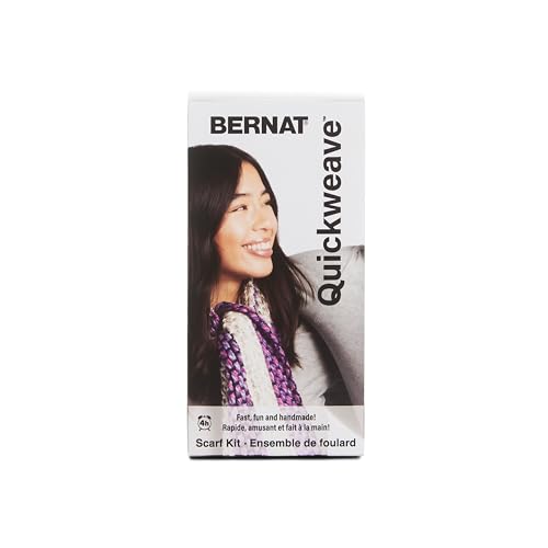Bernat QuickWeave - 1 Pack of 120 Yards/4.9 oz Purple Tartan Yarn, 80% Acrylic, 20% Wool, Grid 85% Acrylic, 15% Polyester, Needle 100% Plastic - color: Purple Tartan