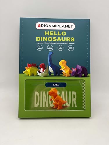 3D Dinosaur Origami Paper Craft Kit, T-Rex Cute DIY Pre-Cut 3D Papercraft for Teens & Adults, Creative Handmade Animal Figurine Paper Sculpture STEM Puzzle Origami Gift Set