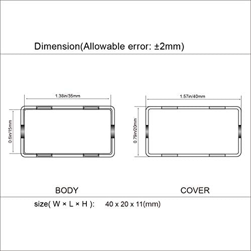 LeMotech Project Box 10 Pieces ABS Plastic Electrical Project Case Small Junction Box for Electronics Black 1.6 x 0.8 x 0.4 inch (40 x 20 x 11 mm) - size: 1.6" x 0.8" x 0.4"(10pc)