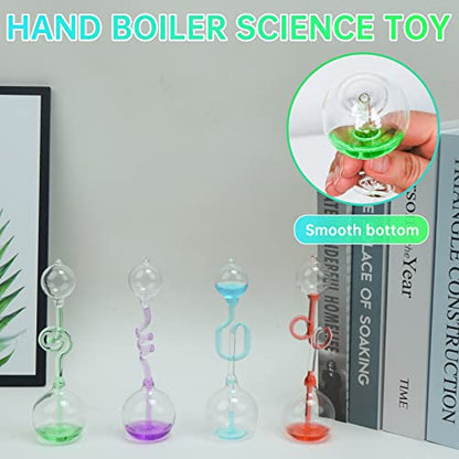 Hand Boiler,Glass Hand Boilers Toy, Science Energy Transfer, Children Science Experiment, Thermometer Spiral Glass Energy Museum Toy Gifts （4 Pcs）
