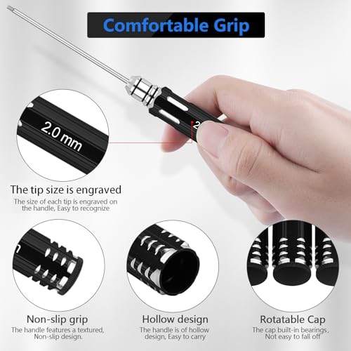 RC Tool Kit,Hex Screwdriver w/3/23",5/64",1/16",0.05",1.5/2.0/2.5/3.0mm - color: Black