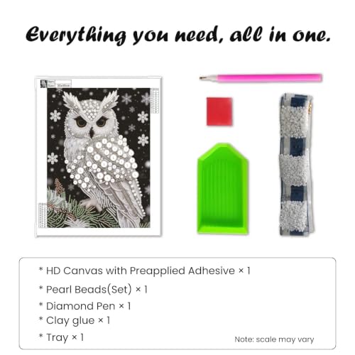 5D Diamond Art Pearl Painting Kits for Adults, DIY Owl Diamond Art Kits - color: OWL 003