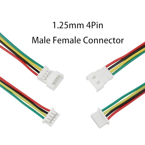 40Pcs JST 1.25mm 4Pin Male Female Terminal Wire, 100mm 26AWG - size: 1.25mm 4P