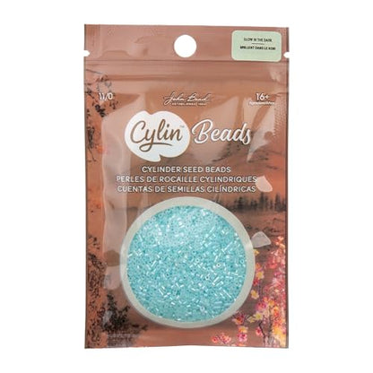 John Bead 25g Cylin Beads Turquoise Glow in Dark AB 11/0 Glass Cylindrical Seed Beads for Jewelry Bracelets Necklaces Earrings Making Embroidery - color: Turquoise Glow in Dark AB