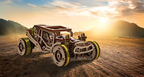 WOODEN.CITY Buggy 3D Wooden Puzzles for Adults – Build Your Own Buggy with Rubber‑Band Motor – Self‑Assembly Model, DIY Gift – Laser‑Cut Wooden 3D Model for Display and Home Décor