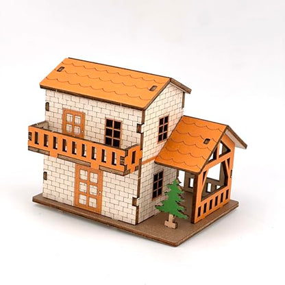 Log Cabin 3D Wooden House Puzzle,DIY Mini Building Model Kit，002 - color: 002