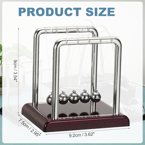 PATIKIL Newtons Cradle, Newton's Cradle Pendulum 5 Balance Balls Desk Toys Gravity Ball Cool Funny for Physics Toys Adults Science Men Office Desk Decor Home Gift, Red, S - color: Red, size: Small