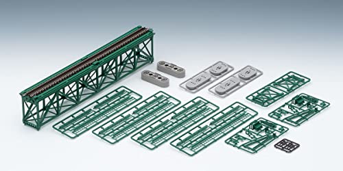 TOMIX N Gauge 3267 Topway Single Line Truss Railway Railway Traffic Bridge S280 (F), Deep Green (PC Bridge Legs and 2 Pieces)