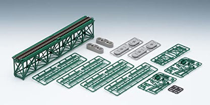 TOMIX N Gauge 3267 Topway Single Line Truss Railway Railway Traffic Bridge S280 (F), Deep Green (PC Bridge Legs and 2 Pieces)