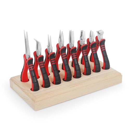 Jewelry Pliers Sets Jewelers Making Tools Kit, Professional 8 piece Mini Wire Plier with Wood Holder for Beading, Crafting, Crimping, Cutting, Repair, Wrapping, Complete Quality for Adults Starter - style: mini pliers set with pallet