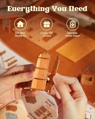 Rowood Miniature House Kit,Mother's Day Mini House Building Kit with LED,DIY Dollhouse Craft Kits for Adults,Birthday for Women Ages 14+(Corner Bookstore) - style: Corner Bookstore