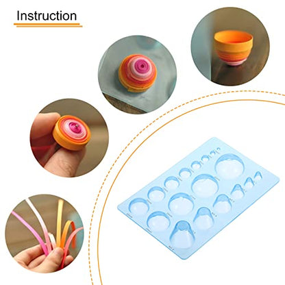 PATIKIL Quilling Mold 8x5 Inch, 2 Pack Half Ball Domes 3-Row Mold Crimper Tool for 3D Flower Pot Crafts, Blue - color: Blue