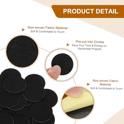 uxcell 80Pcs Round Felt Circles, 38mm (1-1/2") Black Non-Woven Felt Fabric Sticker Self-Adhesive Felt Pads Pre Cut Felt Pads for Sewing Costume Handcraft Cut Crafts DIY Projects - color: Black, size: 38mm