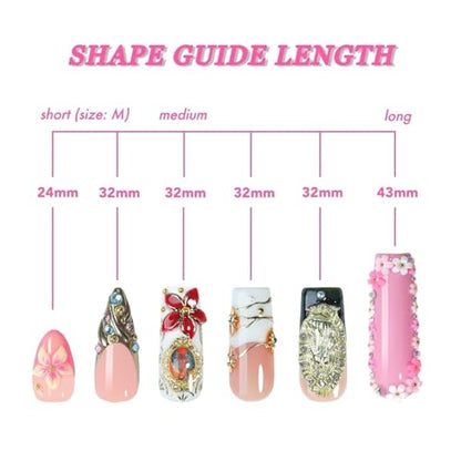 Handmade Gothic Press on Nails, Gold Cross Charm Long Square Nails, Luxury 3D Sacred Heart Angel Design False Nails, Reusable Full Cover 10pcs Set – Appife - color: Gilded Baroque, size: L