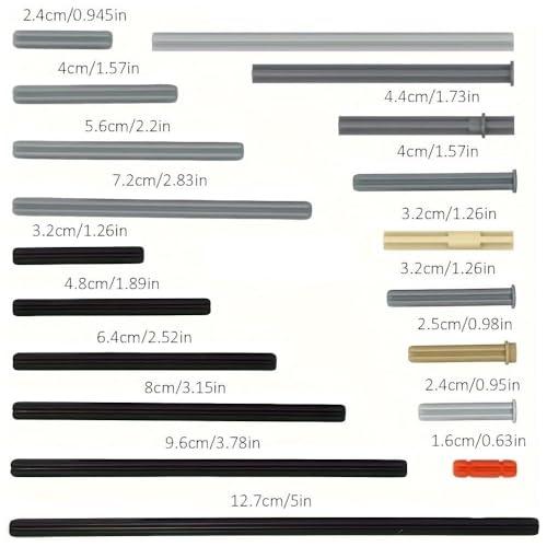 120 Pieces Axle Rods Assortment Pack, Axle Connectors Building Blocks Accessories for Building with 15 Size, Compatible with legoes Parts and Pieces