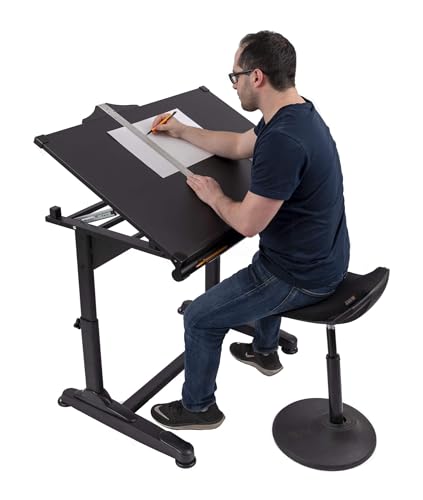 Stand Up Desk Store Adjustable Height and Angle Drafting Table Drawing Desk with Large Surface (Black Frame/Black Top, 40" W X 26" D) - color: Black/Black