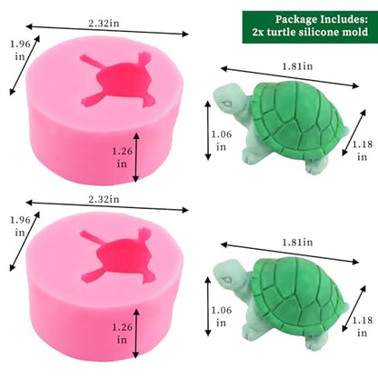 2PCS Cute Turtle Silicone Mold Small Turtle Fondant Chocolate Candy Molds 3D Sea Animal Epoxy Resin Casting Mold Candle Soap Wax Polymer Clay Keychain Pendant Molds DIY Craft Cake Decorating - color: 2x Turtle Mold