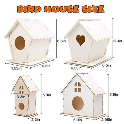 hapray 6 Pack Bird House Crafts for Kids Ages 5-8 8-12, Buildable DIY Birdhouse Kit for Children to Build, 3+ Summer Arts and Craft Projects with Paint, Boy Girl Gift Christmas