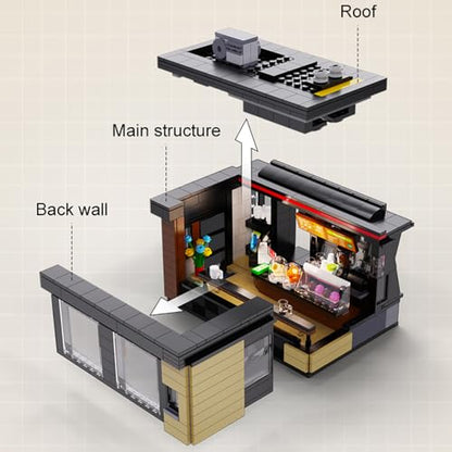 CaDA Master C66005W Japanese Coffee House Building Set,MOC Construction Coffee Shop Modular Buildings with Lights,768PCS City House Idea Collect Gift for Adults - color: C66005w