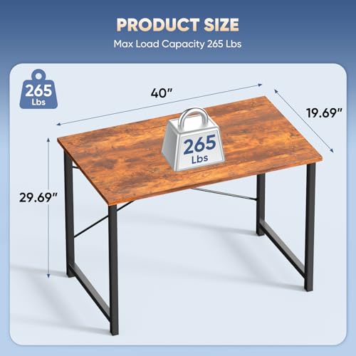 DUMOS 40 Inch Small Computer Desk, Gaming Desks for Home Office Bedroom - color: Wood Brown, size: 40 Inch-1 Pack
