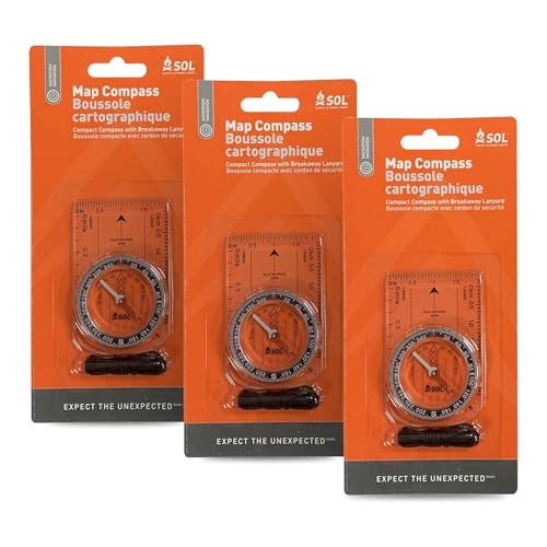 SOL Map Compass for Hiking Gear Survival, Pack of 3