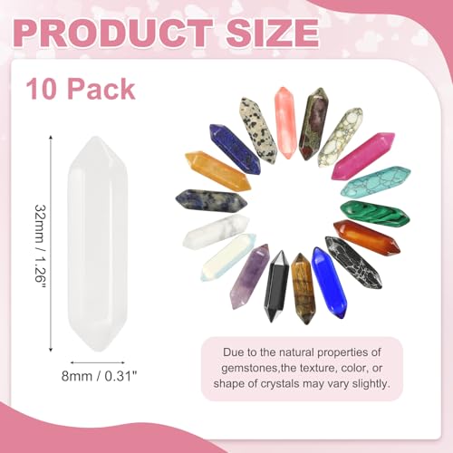 MECCANIXITY 10 Pack Clear White Quartz Crystals, Polished Crystals Bulk Hexagonal Shaped Meditation Gemstone for Jewelry Making Energy Balance Accessories Gifts - color: Clear White