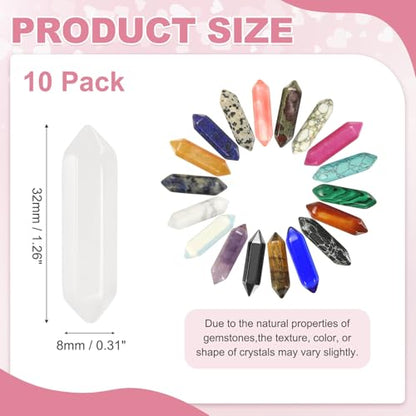 MECCANIXITY 10 Pack Clear White Quartz Crystals, Polished Crystals Bulk Hexagonal Shaped Meditation Gemstone for Jewelry Making Energy Balance Accessories Gifts - color: Clear White