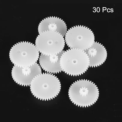 MECCANIXITY 30 Pcs Plastic Gears 40 Teeth Plastic Motor Gear Model 40102B Reduction Gear for RC Car Model DIY Robot (White, Module 0.5) - style: 40 Teeth