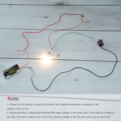 Generic Electrical Circuit Experiment Set DIY Materials, 10Pcs 2.5V E10 Bulbs, 1Pcs AA Battery Case, 1Pcs Button Switch, 1Pcs L Holder, 2Pcs Wires