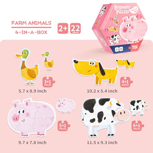 TOI Large Piece Toddler Puzzles for 2-4, Beginner Puzzles - Farm Animal - style: Farm Animals