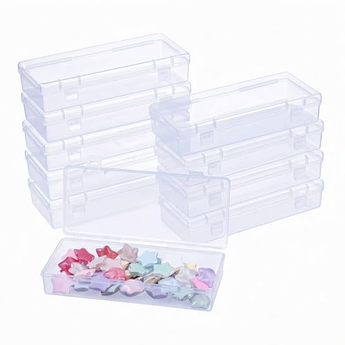 LJY 10 Clear Rectangular Plastic Boxes, 6.1 x 2.6 x 1.2 in for Beads - color: Transparent, size: 6.1 x 2.6 x 1.2 inch