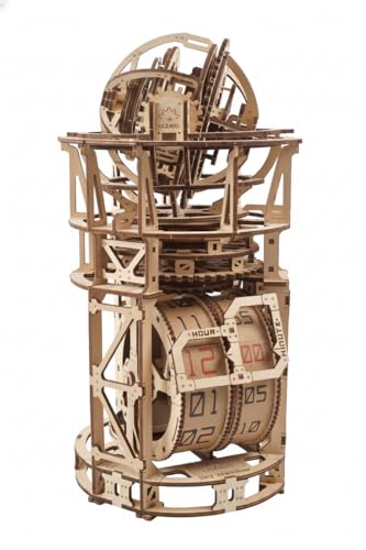 UGEARS Sky Watcher Tourbillon Table Clock - Functional 3D Wooden Puzzle for Adults Mechanical Watch Kit - DIY Assembly Wooden Model Kits for Building - 3D Puzzle Gift for Father's Day - 338 Pieces