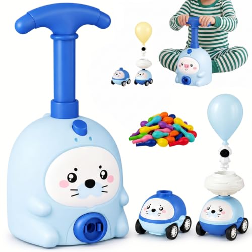 Blue Balloon Launcher Toy Set with 2 Cars & 26 Balloon - color: Blue