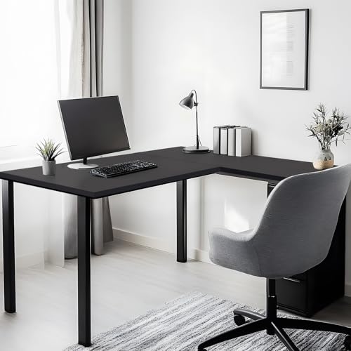 Kaboon 36x20 inch Black Table Top Universal, Solid One-Piece Desktop, Reversible Melamine Countertop, Double Desks, L-Desk DIY - color: Black, size: 36x20