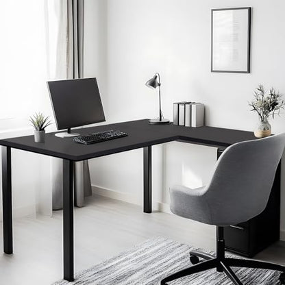 Kaboon 45.67"x23.62" Black Table Top, Solid One-Piece Desktop, Reversible Melamine Countertop, Double Desks, L-Desk DIY - color: Black, size: 46x24
