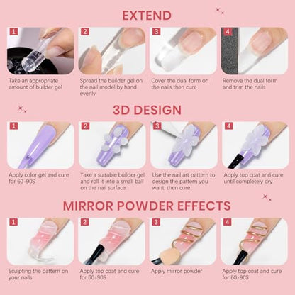 3D Nail Art Gel Clear and White Solid Builder Gel for Nails - color: Clear&White