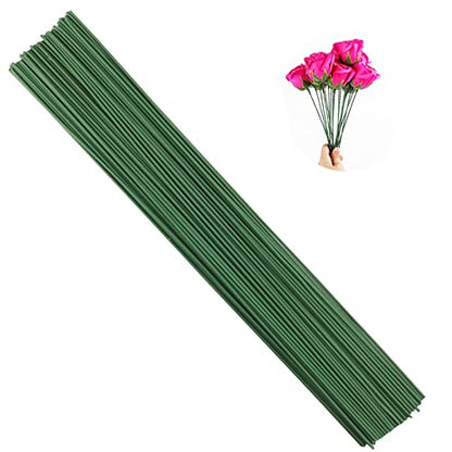 Arlai Pack of 50, Diameter 2mm Dark Green Paper Wrapped Floral stem Wire 16 Inch Floral Stem Wire - DIY Bouquet Stem Wrapping and Crafts - color: 50 pcs Dark green
