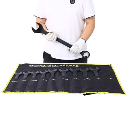 SAE Jumbo Combination Wrench Set, Extra Large 10 Piece 1-5/16'' to 2'' Open-End Wrench Set for Large Vehicles, Black Oxide Finish - color: Sae - 10 Piece