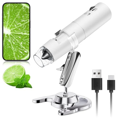 Wireless Digital Microscope, Skybasic 50X-1000X Magnification WiFi Pocket Handheld Microscopes with Stand HD USB Microscope Camera Compatible with iPhone Android iPad Windows Mac Computer (White) - color: White