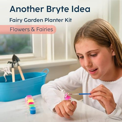 BRYTE Unicorn Terrarium Kit for Kids - Blue, Plastic, Ages 4-12 - DIY Craft Kits, Fairy Garden Planters for Kids, Seeds & Tools & Light-Up Fairy Lights