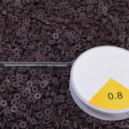 4000pcs Clay Beads - Coffee Brown, 6mm Heishi Bead Polymer Flat Round Disc Bulk Beads for Jewelry Making,DIY Friendship Bracelet and Necklace Craft - color: Coffee Brown