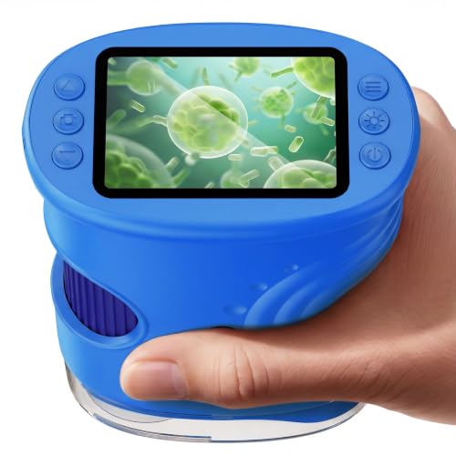 4K 1000X Handheld Digital Microscope for Kids with 2.0" IPS Screen(Blue) - color: Blue