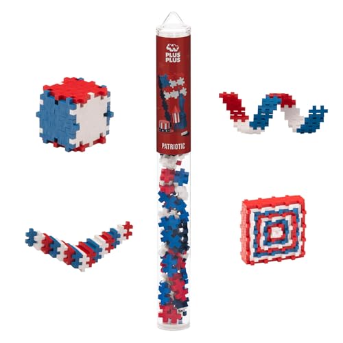 PLUS PLUS Patriotic Mix Tube - Mini Interlocking Building Blocks Set - color: Red White and Blue