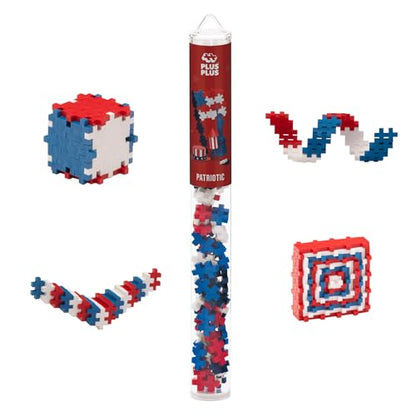 PLUS PLUS Patriotic Mix Tube - Mini Interlocking Building Blocks Set - color: Red White and Blue