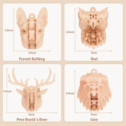 3D Wooden Puzzles for Kids, 8 Pcs Animal Assembly Model Wood Arts and Craft Puzzles Set, No-Glue DIY Delicate Pendant STEM Toys for Boys Girls Ages 6+, Educational Birthday Gift, Party Favors - color: Pendant Puzzles