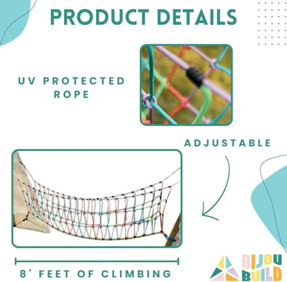 Rambler Rope Bridge - for Kids Outdoor Play, Rope Bridge for Playground, Treehouse and Backyard, Kids Rope Climbing Jungle Gym, 14 Ft UV Protected Nylon Rope, Rated for 250 lbs